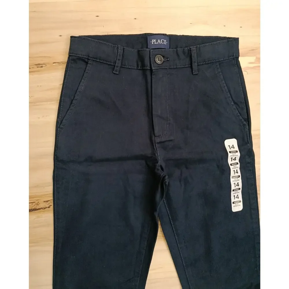 The Children's Place Boys Skinny Slim Stretch Navy Blue Chino Pants - Size 14